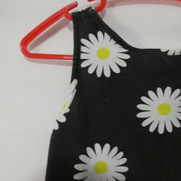 Black Floral Cotton Summer Dress P2P 10.5 inches measured Not Lined - Picture 9 of 14